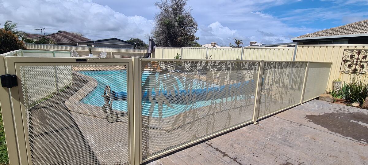 Gum design pool fencing in Textured Primrose, SA