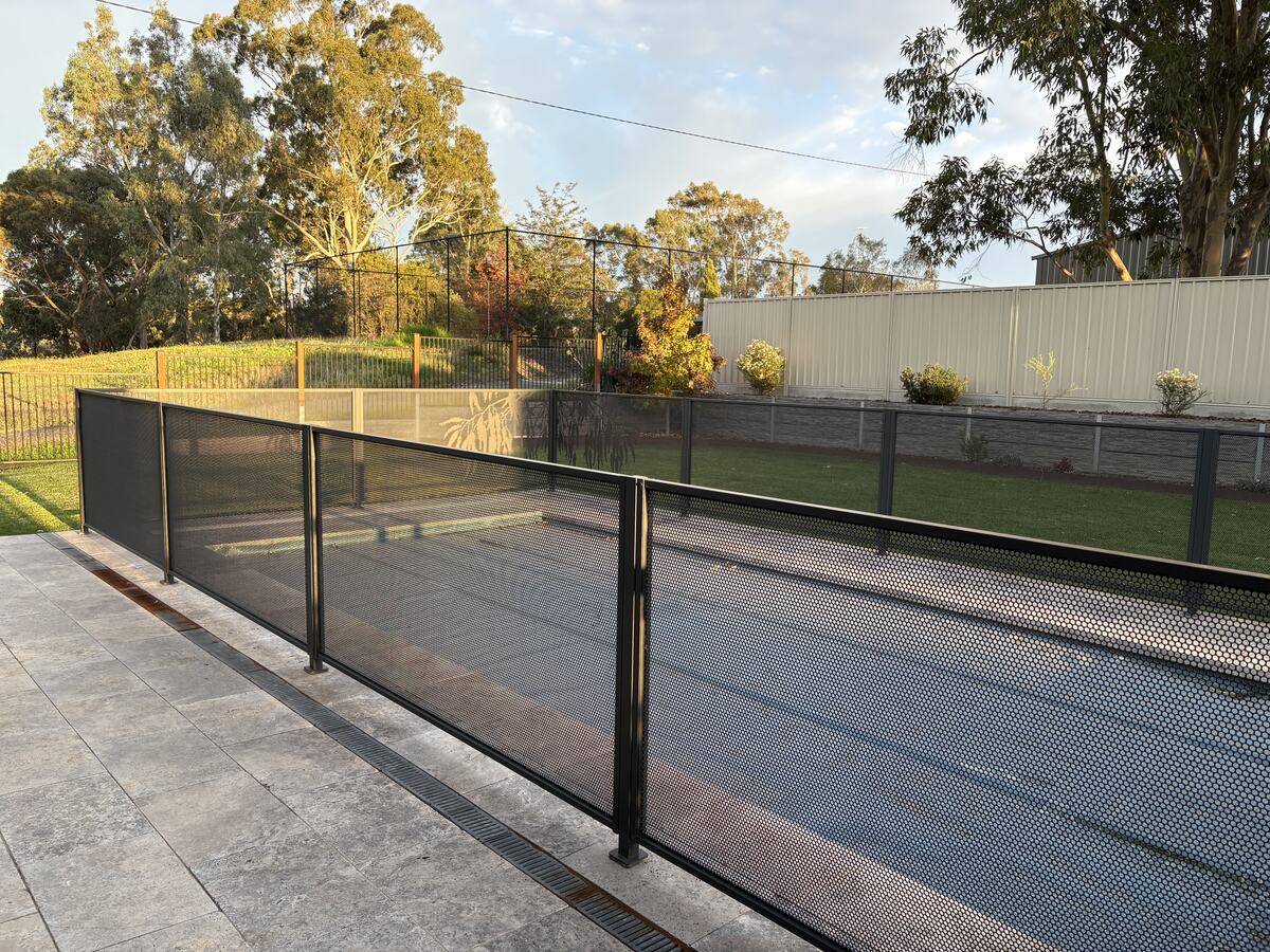 Pure Perf pool fencing in Textured Monument at dusk, SA