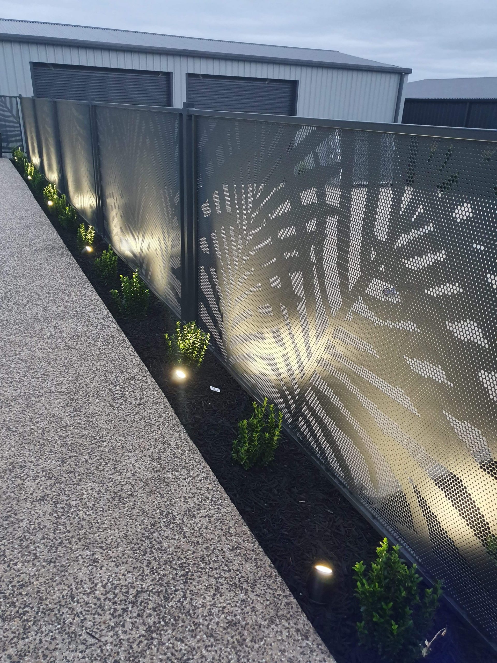 Palmy design fencing with LED lighting, Victoria