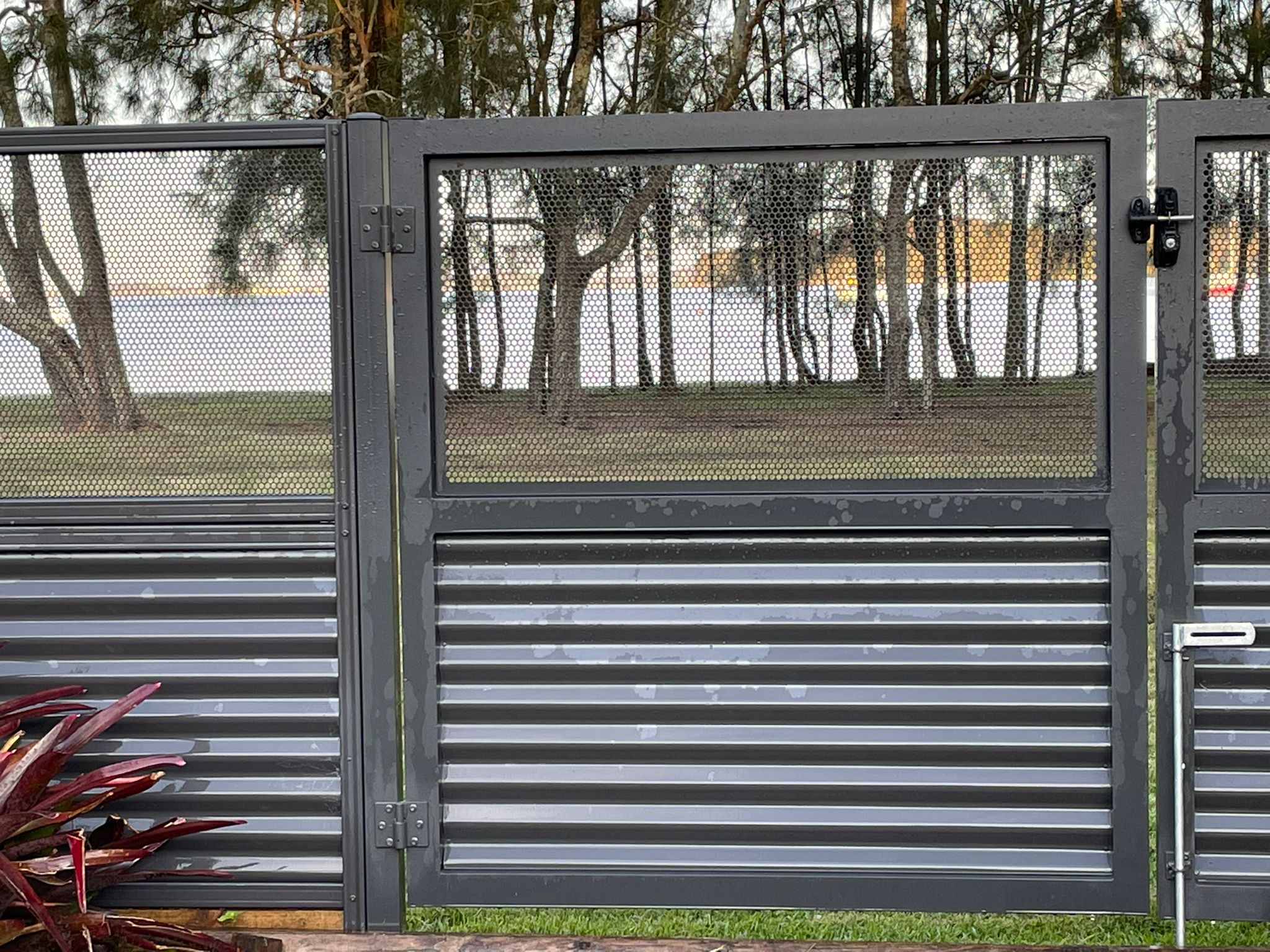 Textured Black front fencing, Toronto NSW